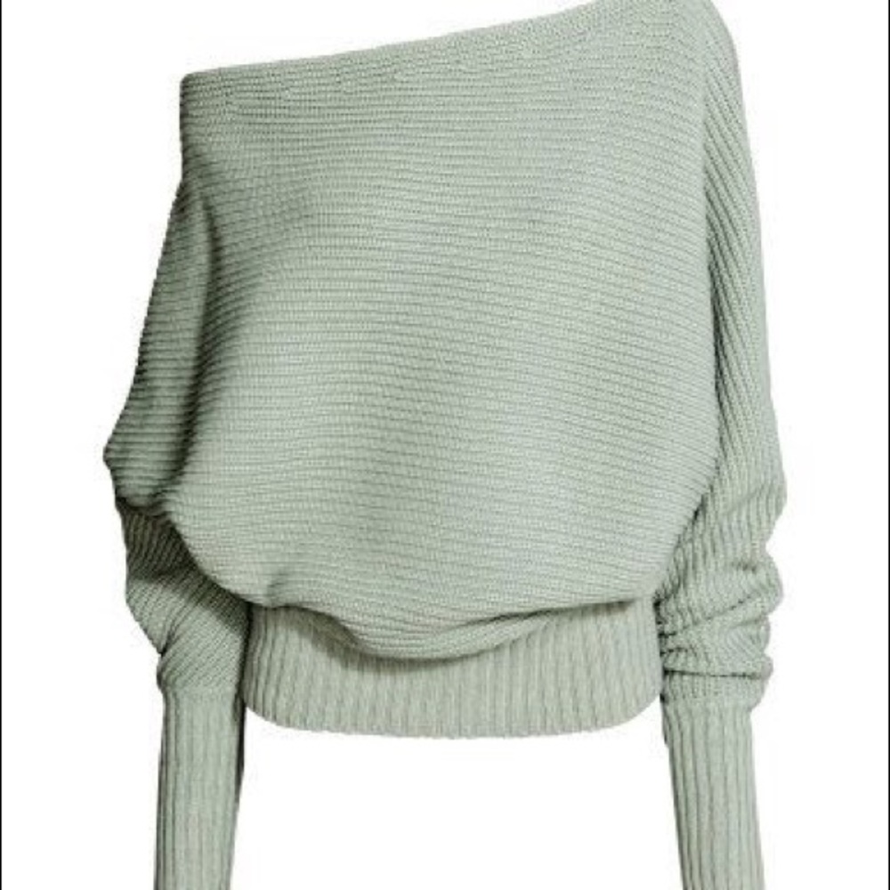 NWOT H&M Mint Green Off the Shoulder Sweater
